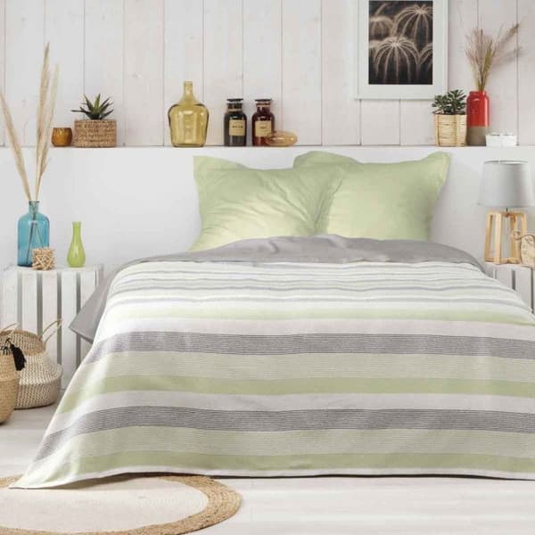 Överkast för 2 personer - PARIS PRIX - FIBY - 230x250cm - Grön - Jacquard - Naturlig