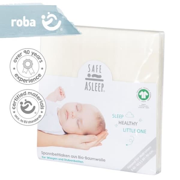 ROBA Babylakan - säker sömn® - 40x90 till 45x90 cm - 100 % bomull-jersey - Kanadensisk vit