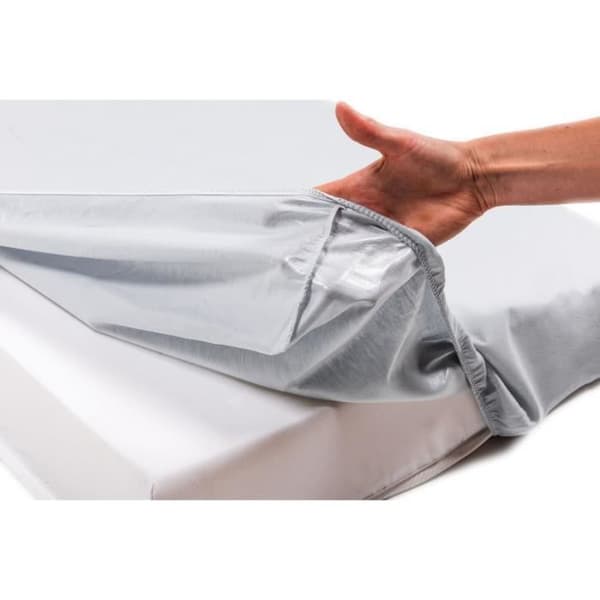 Babyskyddslakan + 2 i 1 vattentät bäddmadrass i bomull grå 60x120 cm - P'TIT LIT - Drap Magique - Softcell® - Blandat