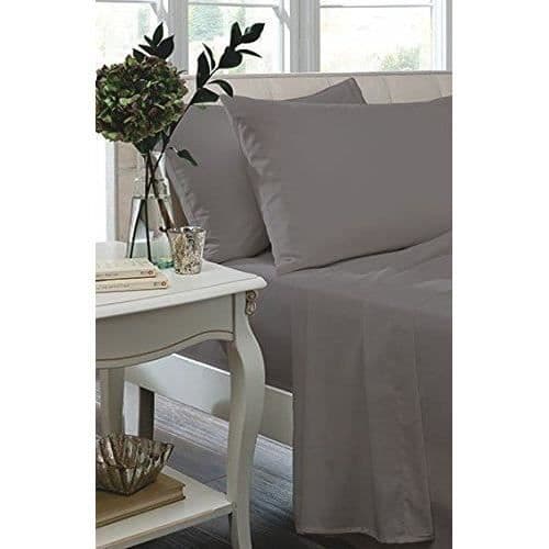 Catherine Lansfield Grey Percale Single Fitted Sheet - BD-18277-W-SFD-GY