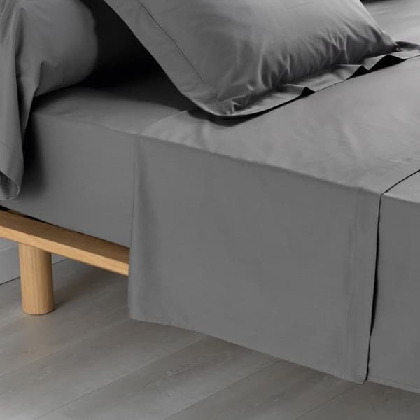 Platt ark 2 pers 240x300 cm percale uni 78 trådar percaline + sid. Antracit humla
