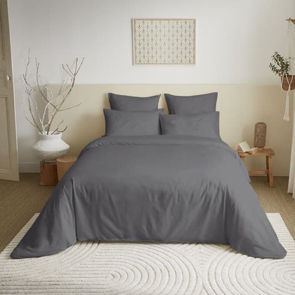 Komplett paket 6 stycken unicolor Antracit påslakan för säng 160 x 200 cm