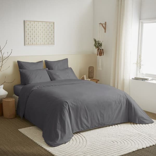 Komplett paket 6 stycken unicolor Antracit påslakan för säng 160 x 200 cm