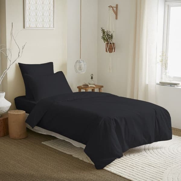 Komplett förpackning 4 st unicolor Svart påslakan till säng 90 x 190 cm
