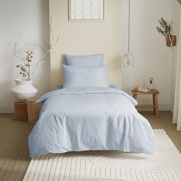 Komplett paket 4 stycken unicolor Sky Blue påslakan för säng 90 x 190 cm