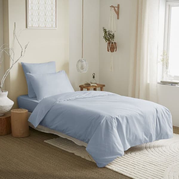 Komplett paket 4 stycken unicolor Sky Blue påslakan för säng 90 x 190 cm