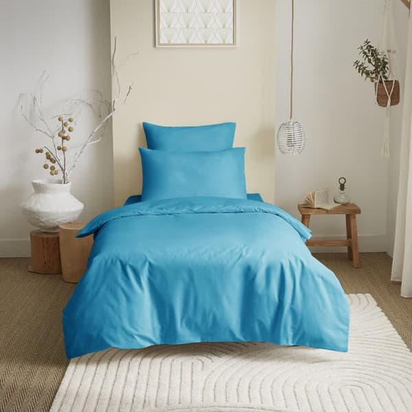 Komplett paket 4 stycken unicolor Turkos påslakan för säng 90 x 190 cm