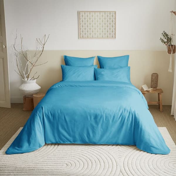 Komplett paket 6 stycken unicolor Turkos påslakan för säng 140 x 190 cm