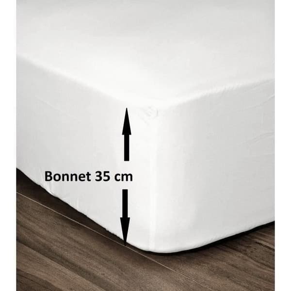 LOVELY HOME Monterat ark 100% bomull 160x200cm - hatt 35 cm - vit