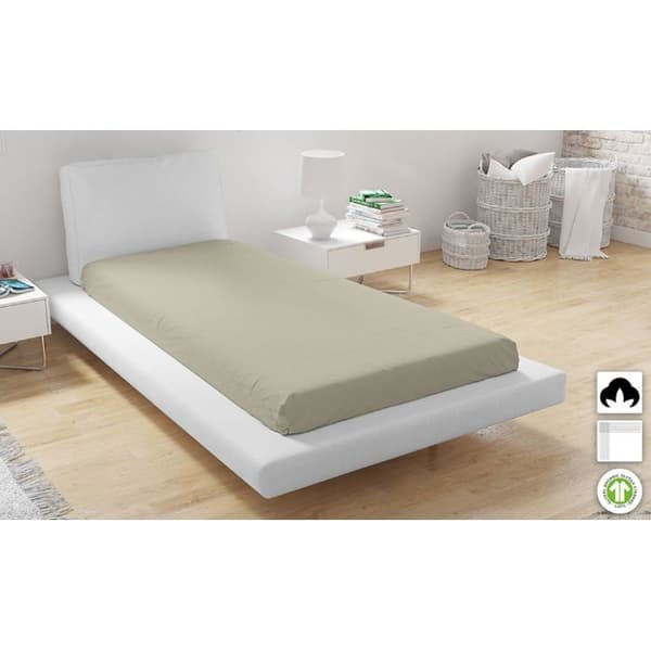 Enkelt påslakan för 2 personer 140x200cm i ekologisk bomull (140x200 - Beige)
