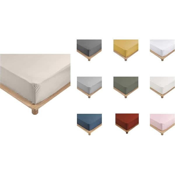 Drap Housse - Bonnet 30 Cm - Percale av Bomull - 180x200cm - Ljusbrun - Hög Kvalitet