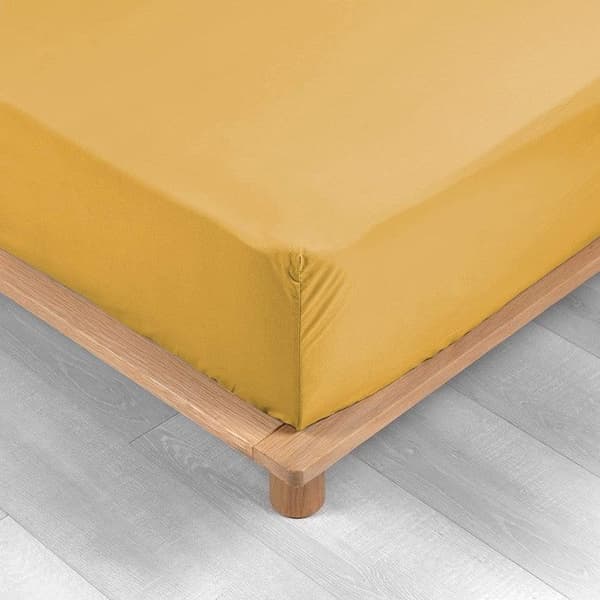 Drap Housse - Percale - Gul - 140x190 cm - Bonnet 30 cm - 78 trådar/cm²
