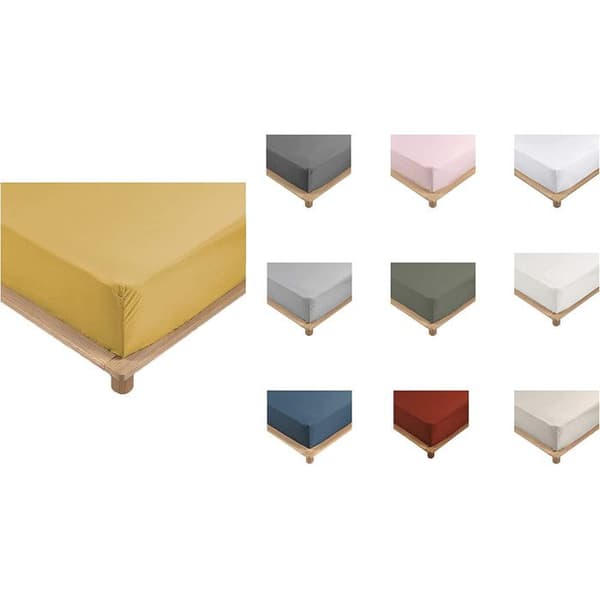 Drap Housse - Percale - Gul - 140x190 cm - Bonnet 30 cm - 78 trådar/cm²