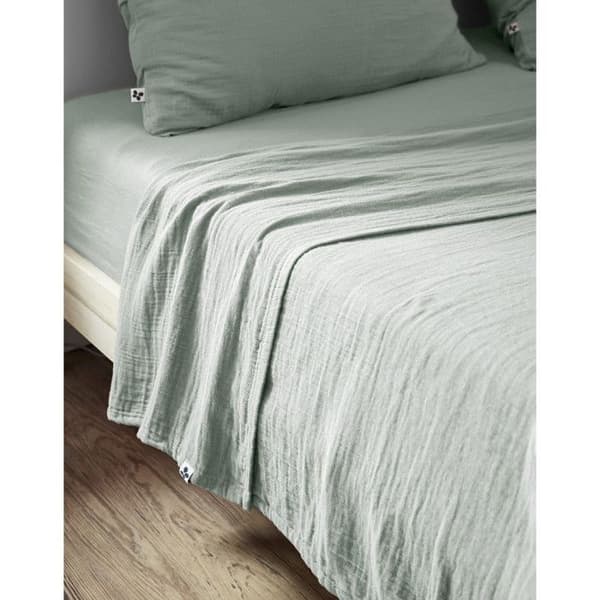 "Gaïa" plattlakan alla storlekar "Cotton Gauze" - Gaïa Eucalyptus - 270 x 300 cm för king size-säng