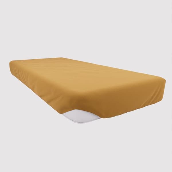 Lakan i bomull 90x190 cm senap JERSEY, av Soleil d'ocre