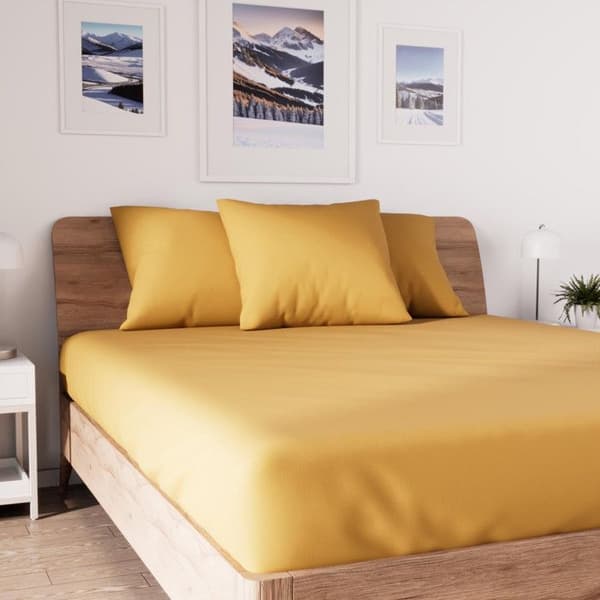 Lakan i bomull 90x190 cm senap JERSEY, av Soleil d'ocre