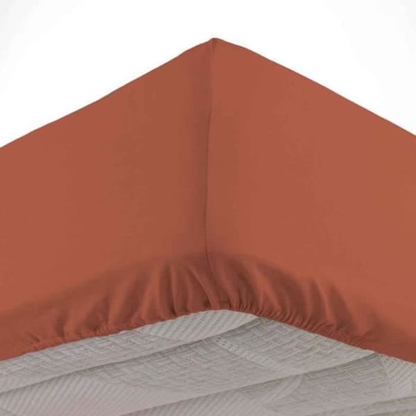Lakan i bomull "linette" 160x200cm Terracotta Orange