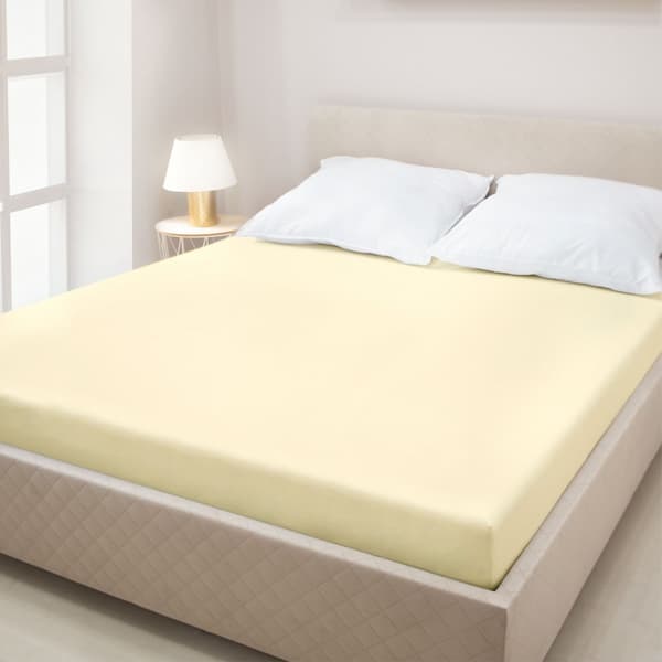 Påslakan i bomull, jersey 90x200, beige
