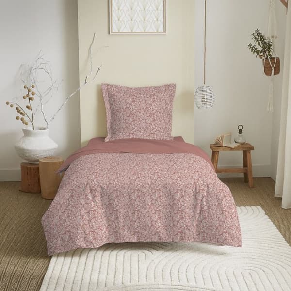 3-delat lakanset för säng 90 x 190 cm Céleste persika