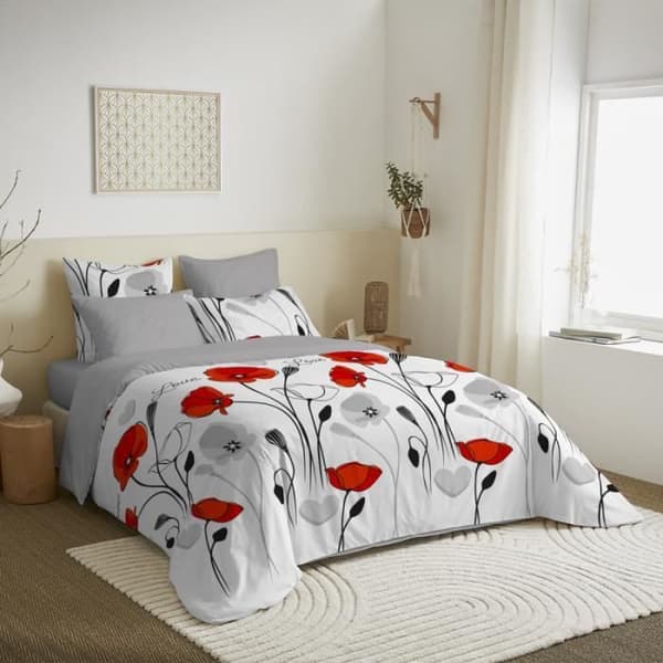 Komplett vändbart påslakanspaket för säng 160 x 200 cm Coquelicot