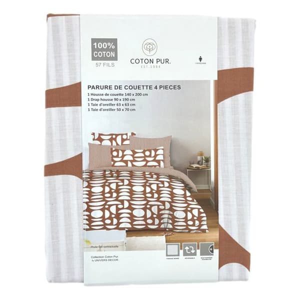 Komplett pack vändbart påslakan för säng 90 x 190 cm Mykonos sienna