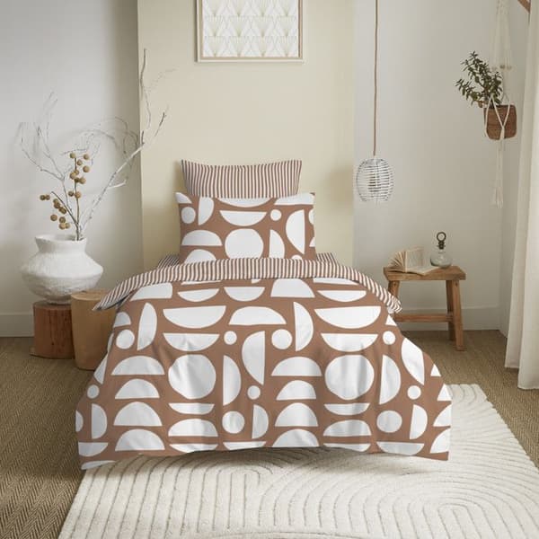 Komplett pack vändbart påslakan för säng 90 x 190 cm Mykonos sienna