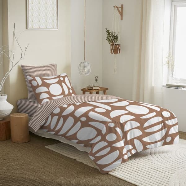 Komplett pack vändbart påslakan för säng 90 x 190 cm Mykonos sienna