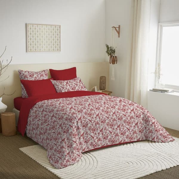 Komplett vändbart påslakanspaket för 180 x 200 cm säng "King size" Bérengère röd
