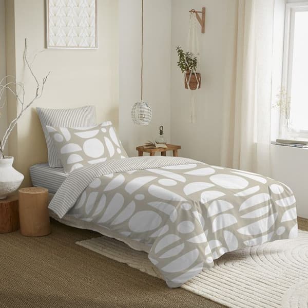 Komplett paket vändbart påslakan för säng 90 x 190 cm Mykonos naturell
