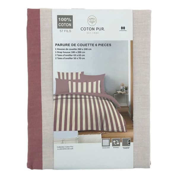 Komplett vändbart påslakanspaket för säng 180 x 200 cm "King size" Deauville lila