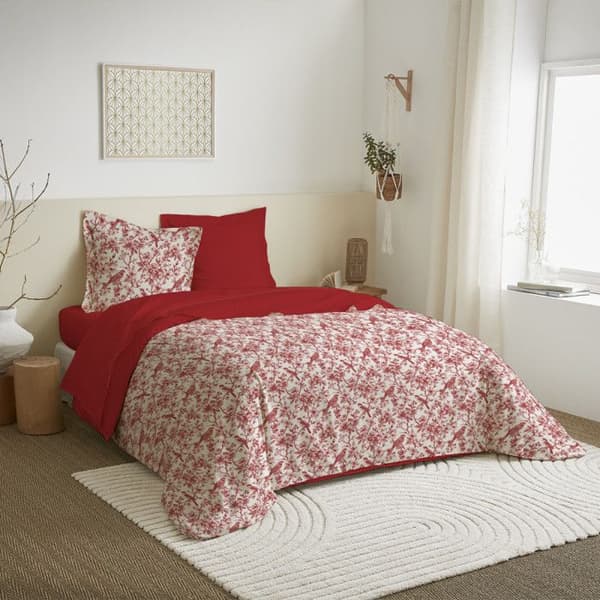 4-delat lakanset för säng 140 x 190 cm Bérengère röd