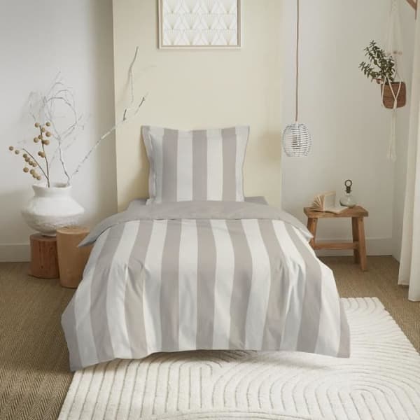 Komplett vändbart påslakanspaket för säng 90 x 190 cm Deauville beige