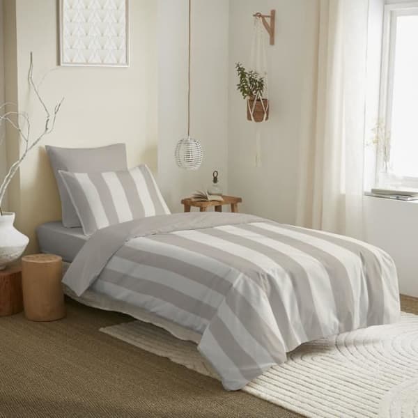 Komplett vändbart påslakanspaket för säng 90 x 190 cm Deauville beige