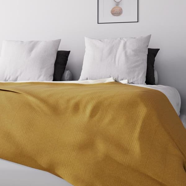 Sängkast - Soleil d'Ocre - Adèle - Senapsgul - 240x220 cm - Fina ton-i-ton-ränder