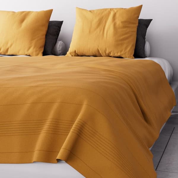 Sängkast - Soleil d'Ocre - Adèle - Senapsgul - 240x220 cm - Fina ton-i-ton-ränder