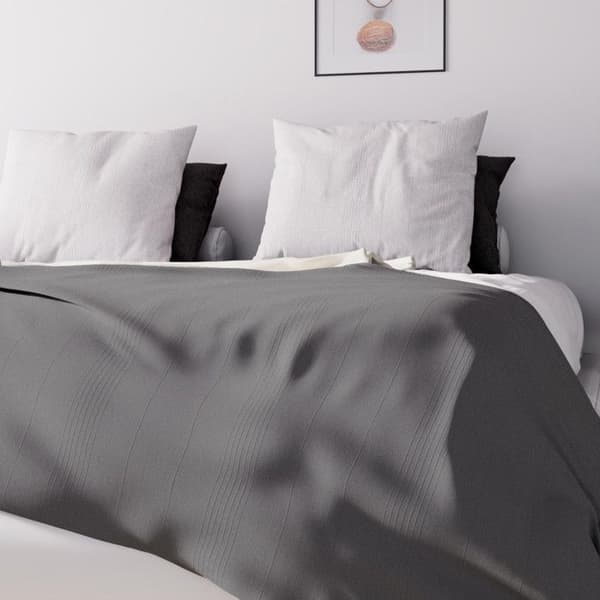 Sängkast - Soleil d'Ocre - Adèle - 240x220 cm - 70% bomull - Grå - Fina ränder