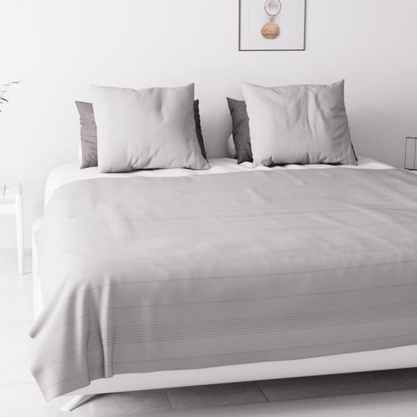 Sängkast - Soleil d'Ocre - Adèle - 240x220 cm - 70% bomull - Grå - Fina ränder