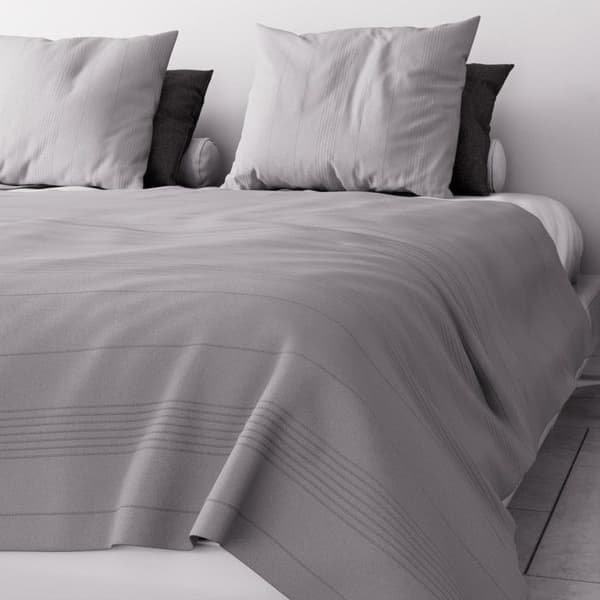 Sängkast - Soleil d'Ocre - Adèle - 240x220 cm - 70% bomull - Grå - Fina ränder