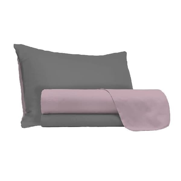 Dubbellakanset - Rosa, grå - 180 x 300 cm