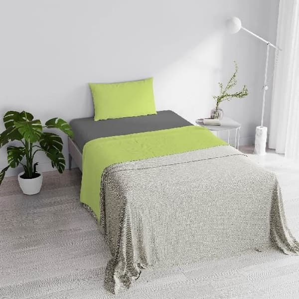 HOMEMANIA Enkellakanset - Hem - För sovrummet Made in Italy - Grön, Grå i 100 % bomull, 180 x 300 cm