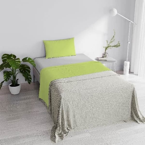 HOMEMANIA Dubbla Face Sheet Set - Sovrum - Enkeltillverkad i Italien - Grön, Grå i 100 % bomull, 150 x 300 cm