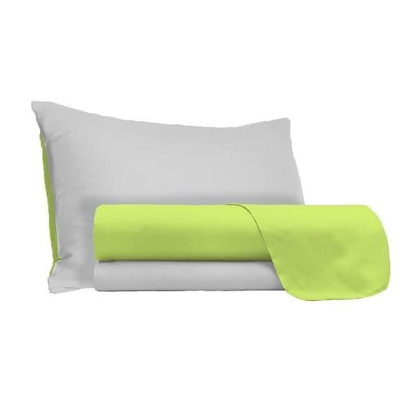 HOMEMANIA Dubbla Face Sheet Set - Sovrum - Enkeltillverkad i Italien - Grön, Grå i 100 % bomull, 150 x 300 cm