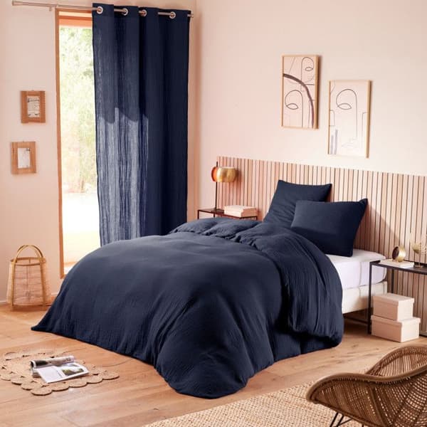 "Noah" påslakan alla storlekar "Cotton Gauze" - Noah Midnight Blue - 140 x 190 cm 30 cm keps