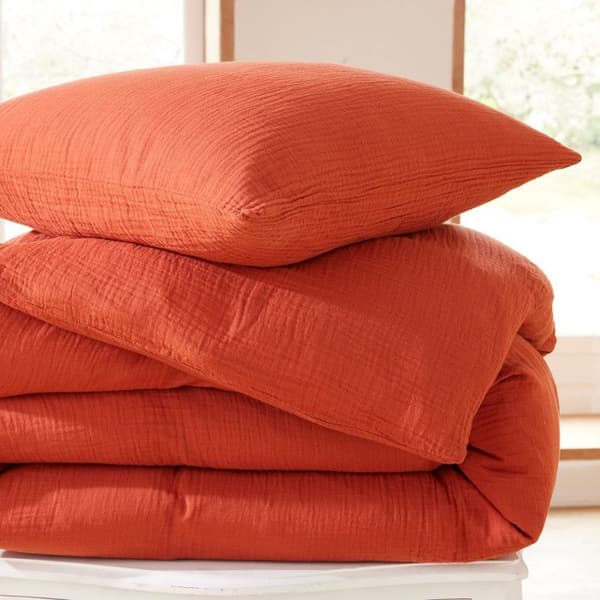 Komplett paket 4 stycken "Noah" bomullsgaze 260 x 240 för dubbelsäng 180 cm King size - Noah Terracotta