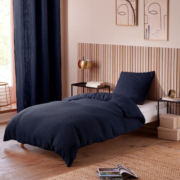 "Noah" påslakan alla storlekar "Cotton Gauze" - Noah Midnight Blue - 90 x 190 cm 30 cm keps