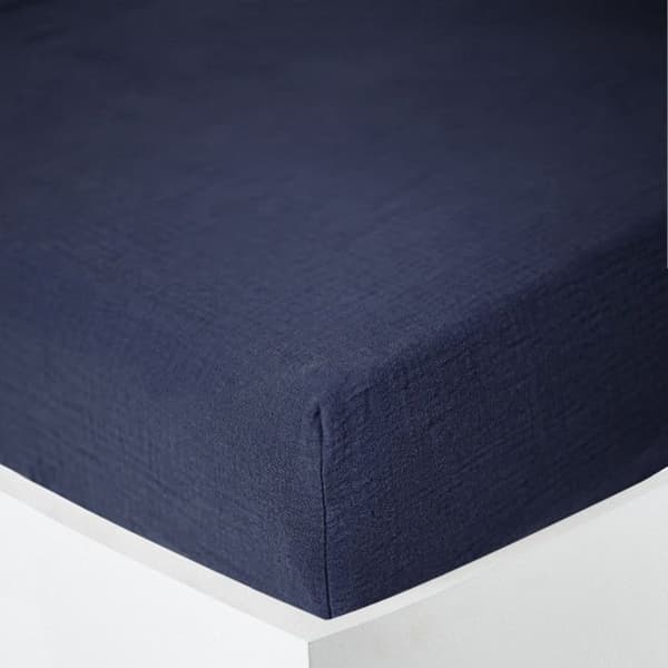 "Noah" påslakan alla storlekar "Cotton Gauze" - Noah Midnight Blue - 90 x 190 cm 30 cm keps