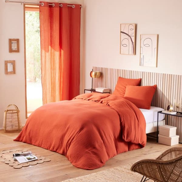 "Noah" påslakan alla storlekar "Cotton Gauze" - Noah Terracotta - 180 x 200 cm 30 cm keps