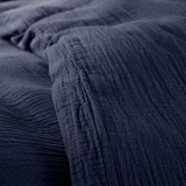 Komplett paket med 4 delar "Noah" bomullsgaze 260 x 240 för dubbelsäng 180 cm King size - Noah Midnight Blue