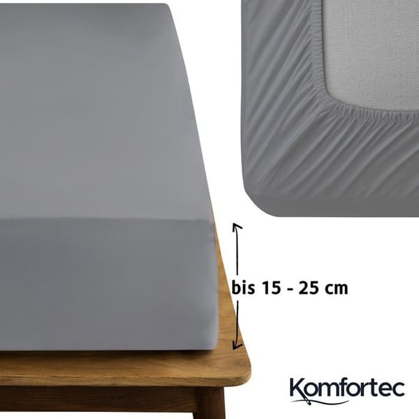 Komfortec Jersey Fitslakan 90x200 cm, 100% bomull, grå