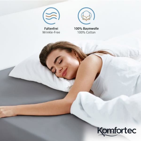 Komfortec Jersey Fitslakan 90x200 cm, 100% bomull, grå